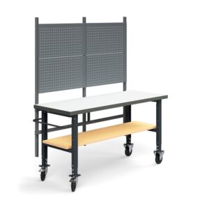 Kompletny stół TRUST, panel narzędziowy, półka dolna, 2000x760 mm, laminat HPL