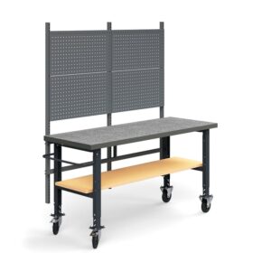 Kompletny mobilny stół warsztatowy TRUST, panel narzędziowy, półka dolna, 2000x760 mm, winyl