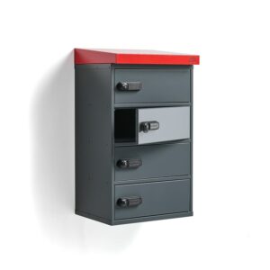 Szafa do przechowywania VOLT, do baterii rowerowych, 4 skrytki, ścienna, 913x514x455 mm, ciemnoszary