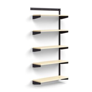 Regał ścienny RELY, moduł dodatkowy, półki z laminatu, 1800x900x300 mm, antracyt/brzoza
