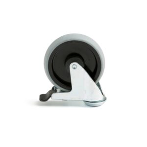 Koło skrętne, z hamulcem, 125x32 mm, obciążenie 100 kg, pełna guma