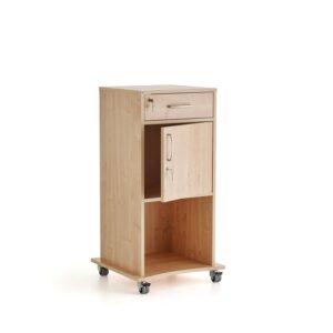 Mobilny pulpit z szufladą i mniejszą szafką, brzoza