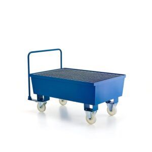 Mobilna paleta wychwytowa z kratką, na 2 beczki, 1200x800x615 mm, 222 L