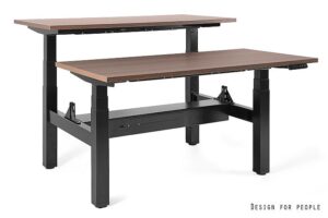 FIGHTER DOUBLE DESK - CZARNY - STELAŻ I BLAT - 2X(140X70 CM) - YZ-17 WALNUT