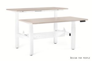 FIGHTER DOUBLE DESK - BIAŁY - STELAŻ I BLAT - 2X(160X70 CM) - YZ-14 BEŻOWY