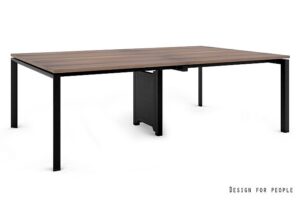 PASON - WORKSTATION 4 - CZARNY - STELAŻ I BLAT - 240X140 CM - YZ-17 WALNUT