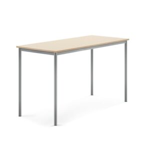 Stół SONITUS, 1600x700x900 mm, laminat HPL brzoza, szary aluminium