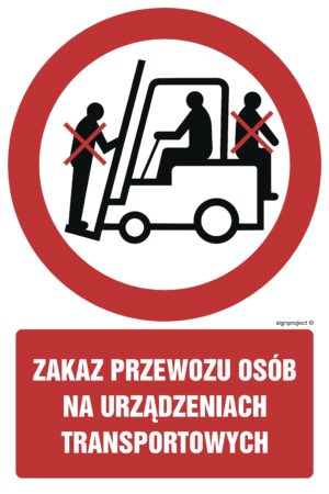 GC016 Zakaz przewozu osób na urządzeniach transportowych - arkusz 9 naklejek
