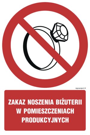 GC038 Zakaz noszenia biżuterii w pomieszczeniach produkcyjnych - arkusz 9 naklejek