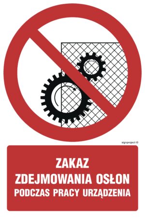 GC044 Zakaz zdejmowania osłon podczas pracy urządzenia - arkusz 9 naklejek