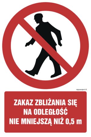 GC046 Zakaz zbliżania się na odległość nie mniejszą niż 0.5 m - arkusz 9 naklejek
