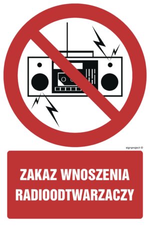 GC048 Zakaz wnoszenia radioodtwarzaczy - arkusz 9 naklejek