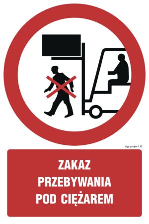 GC057 Zakaz przebywania pod ciężarem - arkusz 9 naklejek