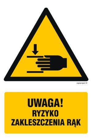 GF045 Uwaga ryzyko zakleszczenia rąk - arkusz 9 naklejek