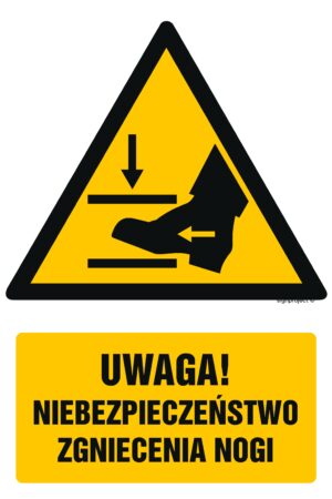 GF065 Uwaga! Niebezpieczeństwo zgniecenia nogi - arkusz 9 naklejek
