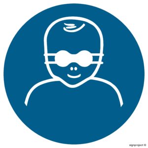 GJ025 Nakaz ochrony oczu dzieci nieprzejrzystymi okularami ochronnymi - arkusz 12 naklejek