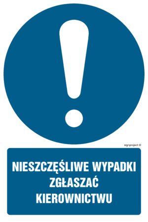 GL002 Nieszczęśliwe wypadki zgłaszać kierownictwu - arkusz 9 naklejek