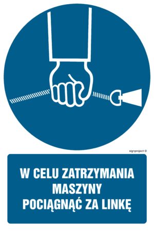 GL038 W celu zatrzymania maszyny pociagnąć za linkę - arkusz 9 naklejek