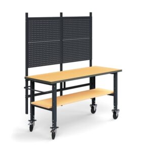 Kompletny stół TRUST, panel narzędziowy, półka dolna, 2000x760vmm, płyta pilśniowa