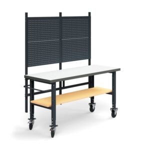 Kompletny stół TRUST, panel narzędziowy, półka dolna, 2000x760 mm, laminat HPL