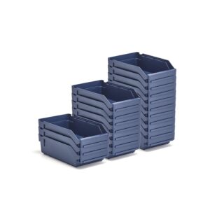 Pojemniki magazynowe REACH, 300x180x95 mm, 20 sztuk, niebieskie