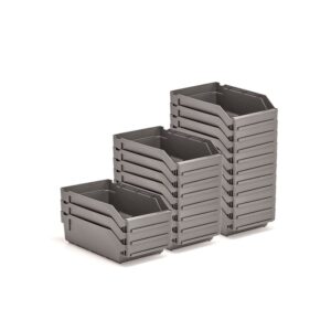 Pojemniki magazynowe REACH, 300x180x95 mm, 20 sztuk, szare