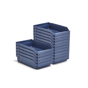 Pojemniki magazynowe REACH, 400x240x95 mm, 15 sztuk, niebieskie