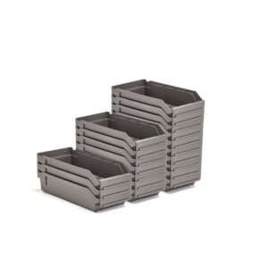 Pojemniki magazynowe REACH, 400x180x95 mm, 20 sztuk, szare