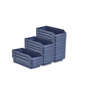 Pojemniki magazynowe REACH, 400x180x95 mm, 20 sztuk, niebieskie