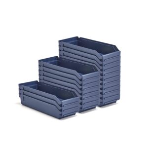 Pojemniki magazynowe REACH, 500x180x95 mm, 20 sztuk, niebieskie