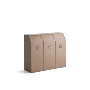 Stacja do segregacji odpadów MELROSE, 3 pojemniki, 69 l, beżowa, zaw. etykiety GUIDE, 8 szt., czarna