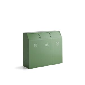 Stacja do segregacji odpadów MELROSE, 3 pojemniki, 69 l, jasnozielona, zaw. etykiety GUIDE, 8 szt.,
