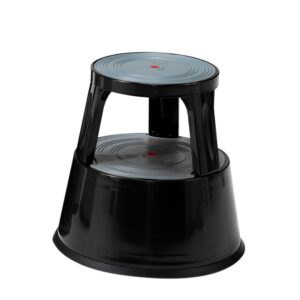 Stalowy taboret na kółkach HILLY, wys. 425 mm, czarny