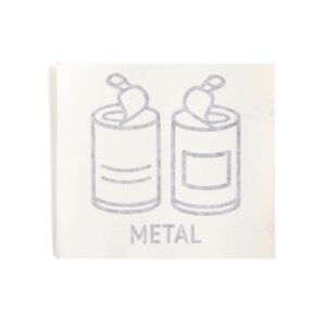 Etykieta do segregacji odpadów GUIDE, metal, 150x135 mm, tekst w j. angielskim, czarna